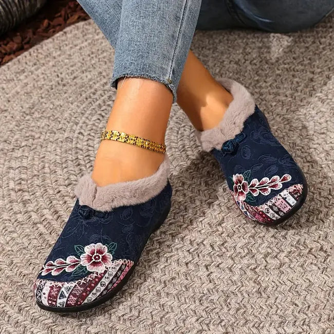 Isola - Scarpe slip-on foderate in pile a fiori