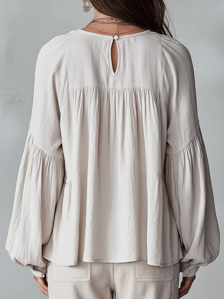 Narella - Blusa con scollo a V e rouches