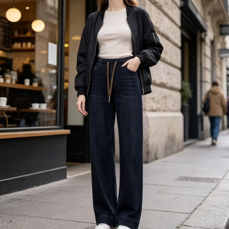 Morwen - Jeans a gamba larga con coulisse