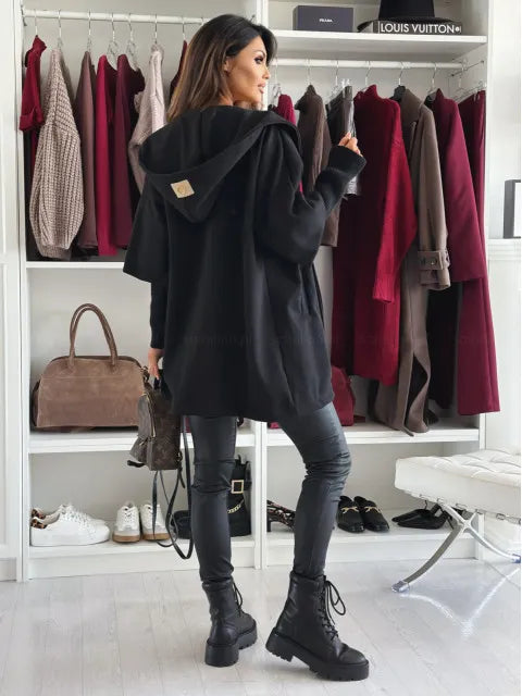 Esteliane - Cardigan con cappuccio a maniche ampie