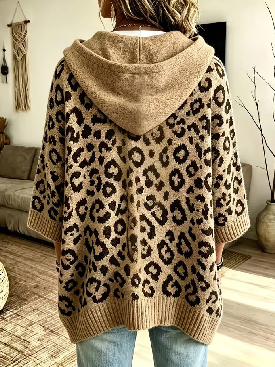 Jocasta - Felpa con cappuccio oversize leopardata