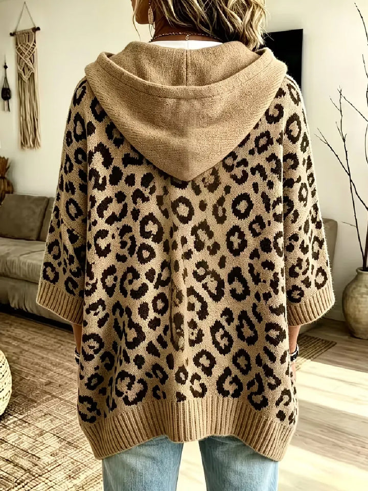 Jocasta - Felpa con cappuccio oversize leopardata