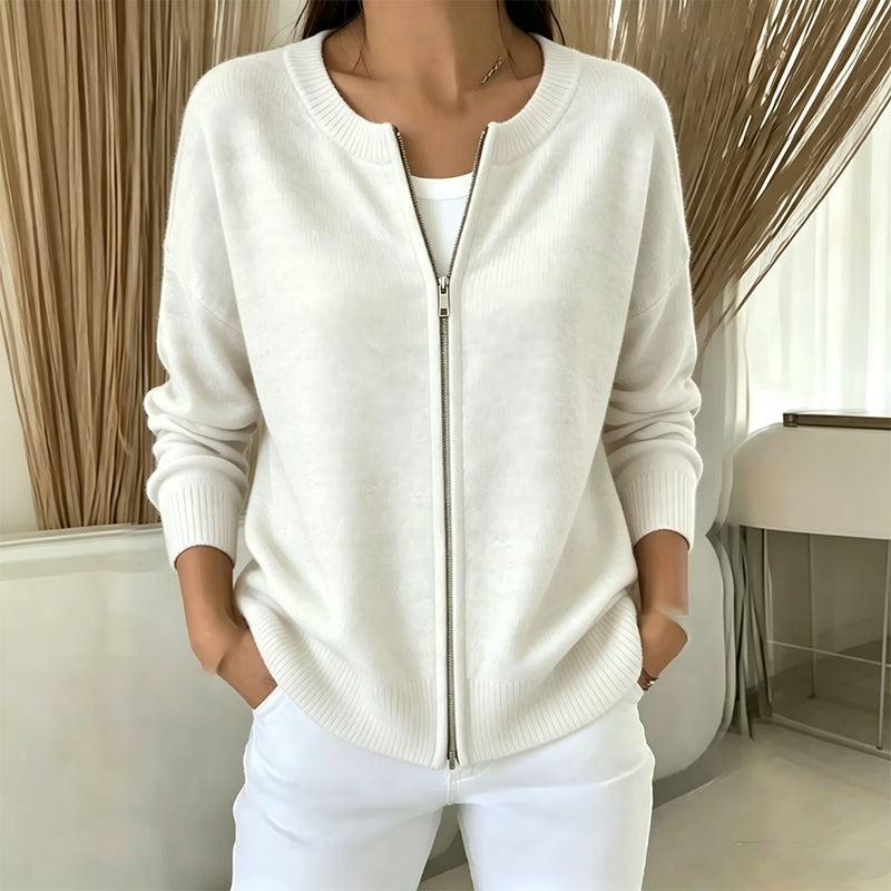 Xyla - Giacca in tricot con zip, fit rilassato