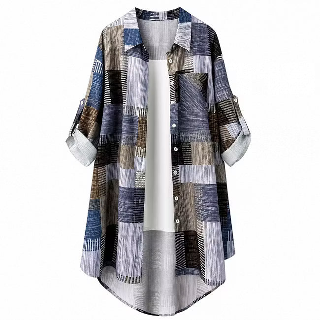 Nia - Sovracamicia lunga con stampa patchwork