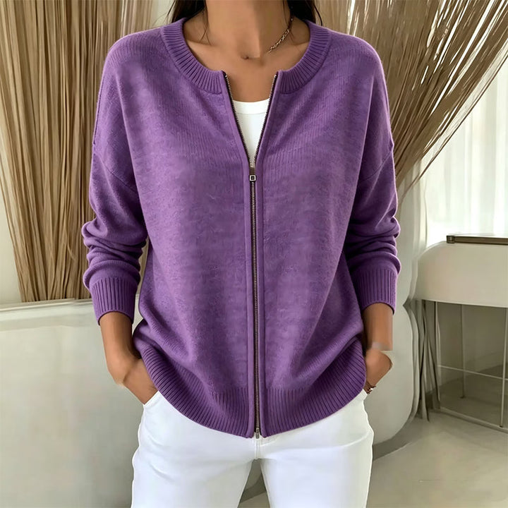 Xyla - Giacca in tricot con zip, fit rilassato