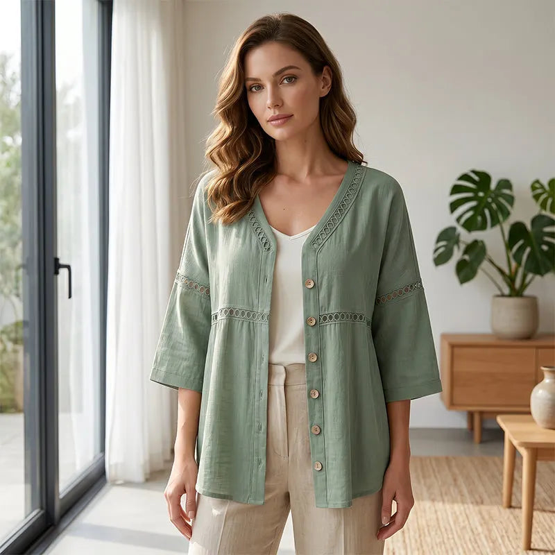Ardena - Blusa ricamata con bottoni