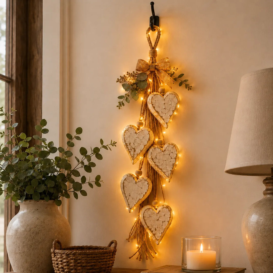 Alinora - Decorazione da parete con frange a cuore effetto invecchiato