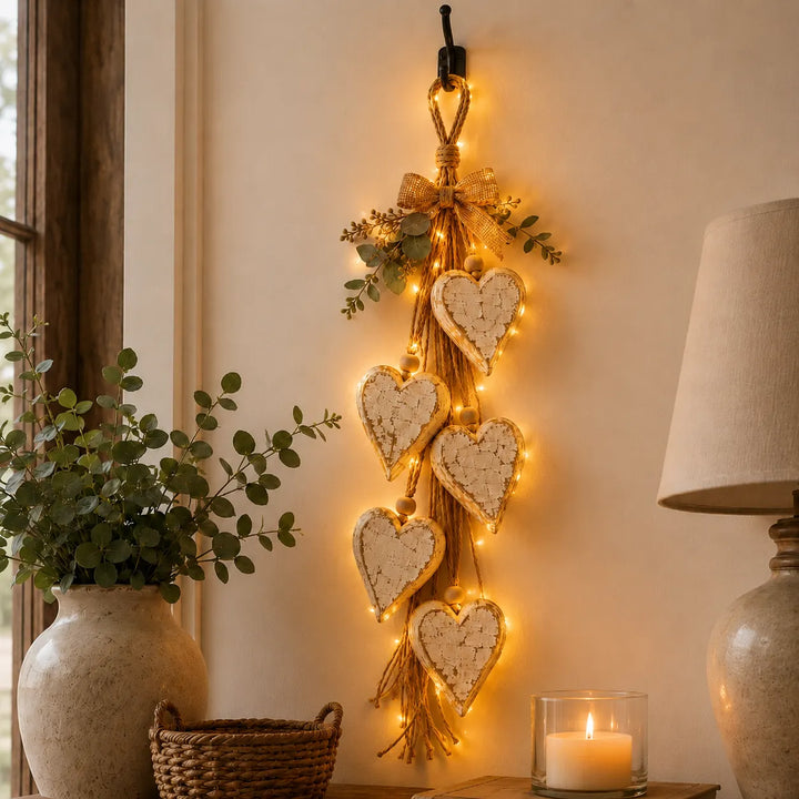 Alinora - Decorazione da parete con frange a cuore effetto invecchiato