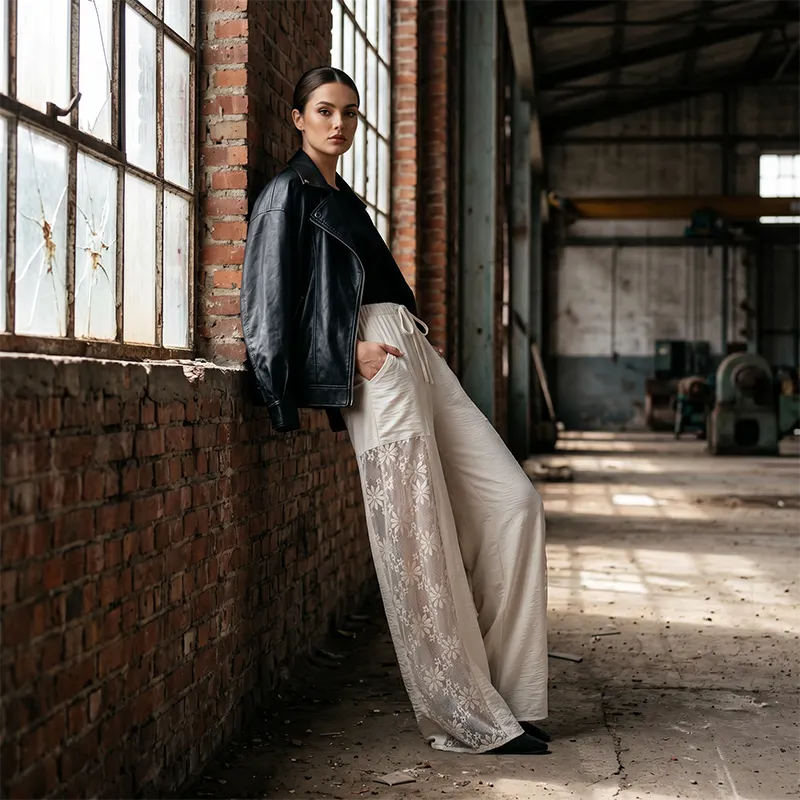 Carlotta - Pantaloni leggeri in pizzo