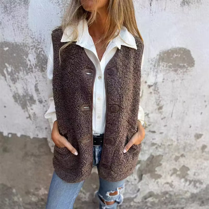 Ailyn - Gilet lungo con bottoni lavorati