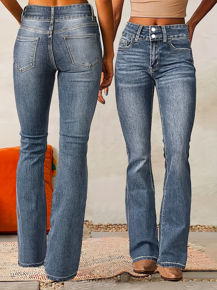Evarra - Jeans svasati a vita alta con morbido stretch