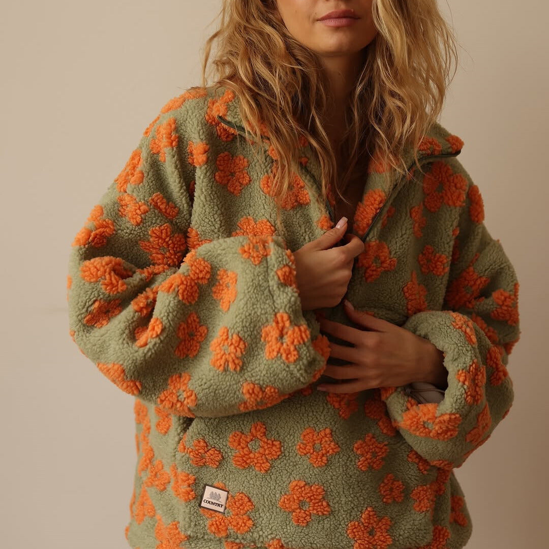 Clemency - Pullover in pile floreale confortevole