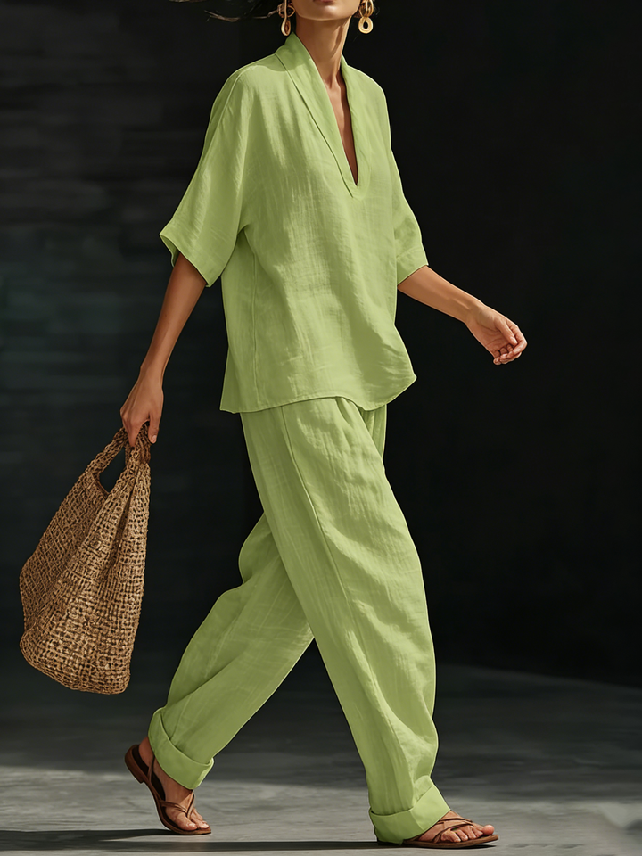 Noressa - Coordinato a due pezzi in lino easy-chic