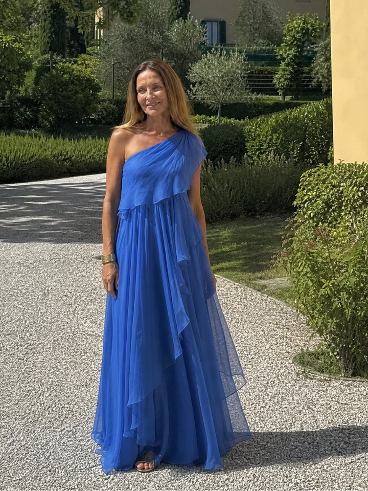 Katriana - Abito maxi con rouches dal tatto morbido