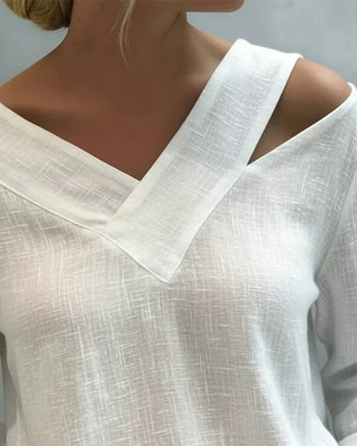 Calira - Top a spalle scoperte con scollo a V e tocco morbido