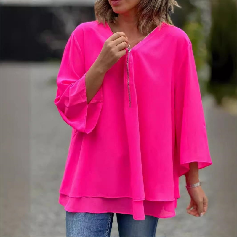 Brinavelle - Blusa a tunica in chiffon fluido