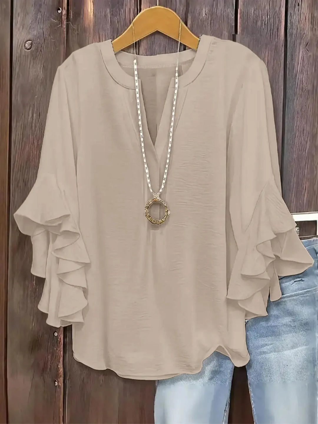Norabelle - Blusa elegante con maniche a volant