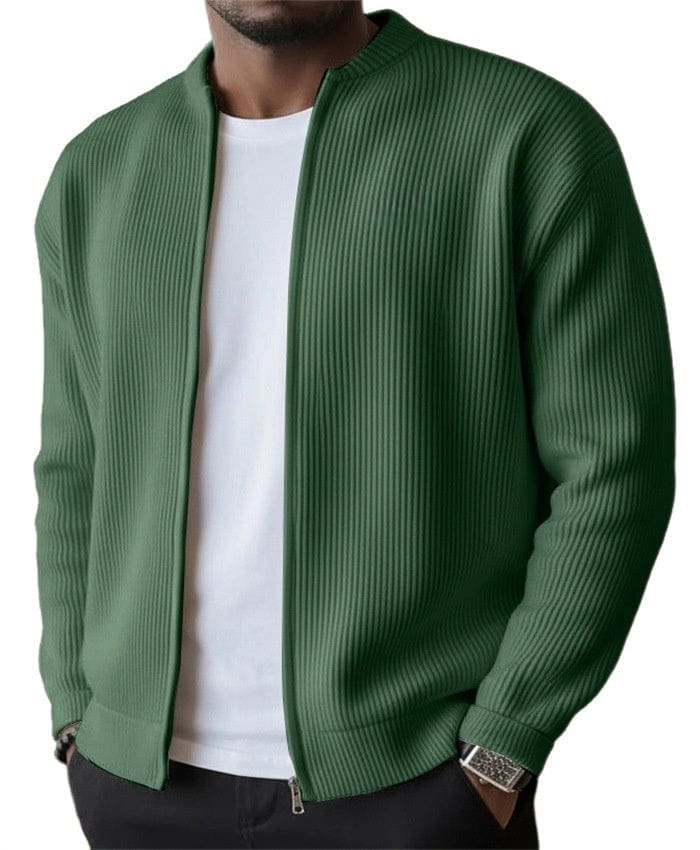 Foster - Cardigan a coste con zip frontale