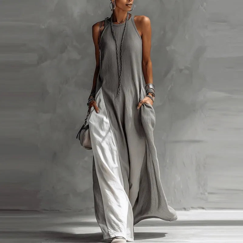Zarella - Abito lungo color block soft touch