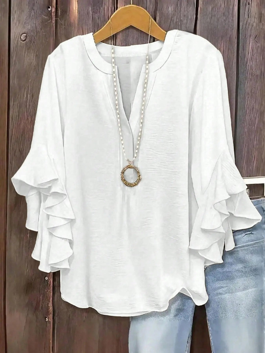 Norabelle - Blusa elegante con maniche a volant