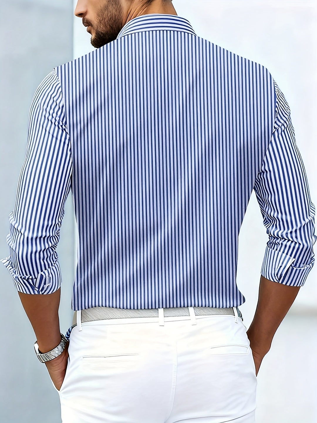 Bexhill - Camicia a righe a maniche lunghe con lavaggio vintage
