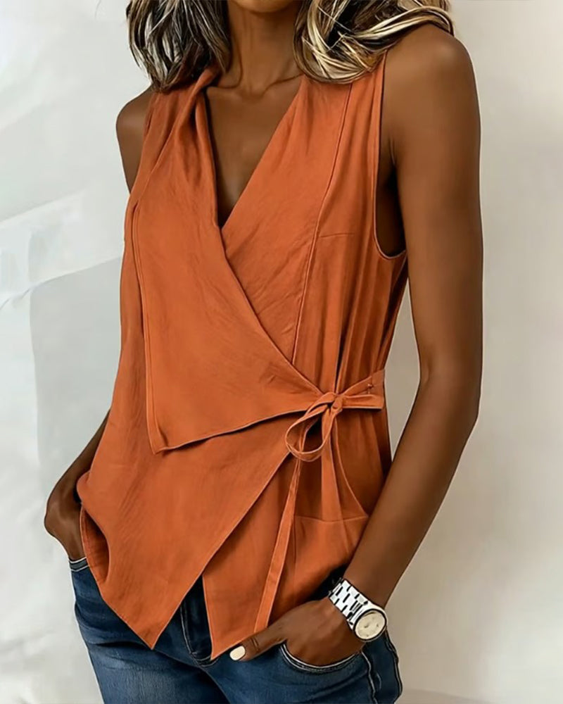 Farren - Blusa a portafoglio smanicata