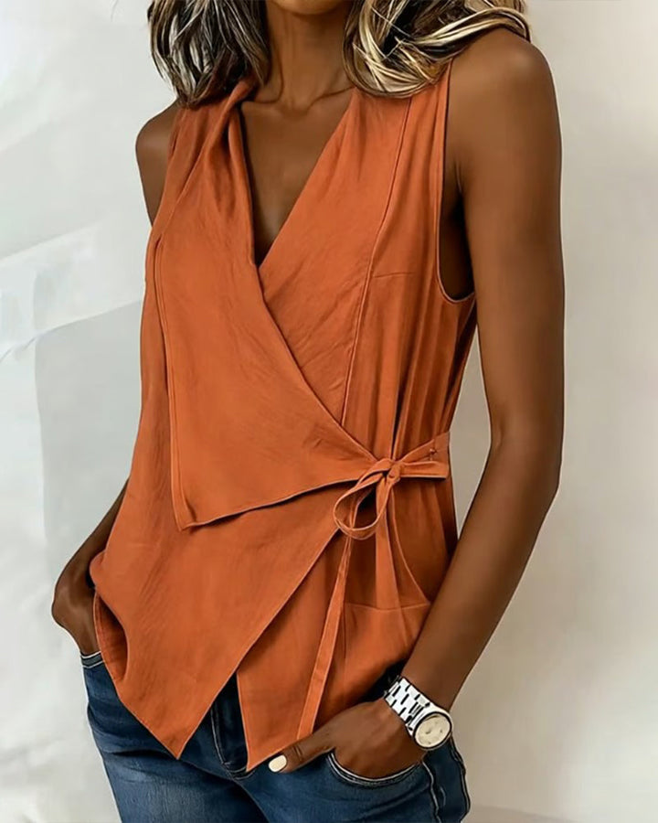 Farren - Blusa a portafoglio smanicata