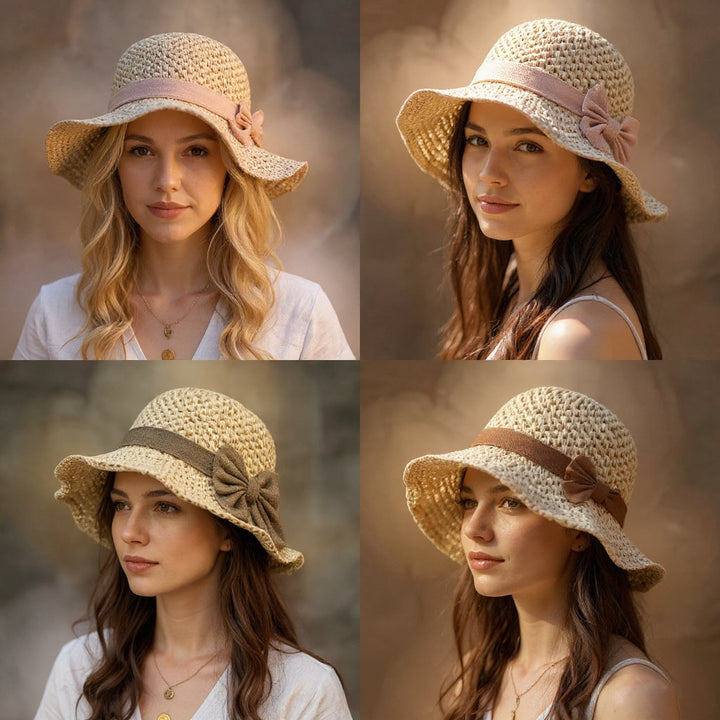 Coralie - Cappello a tesa larga artigianale con fiocco