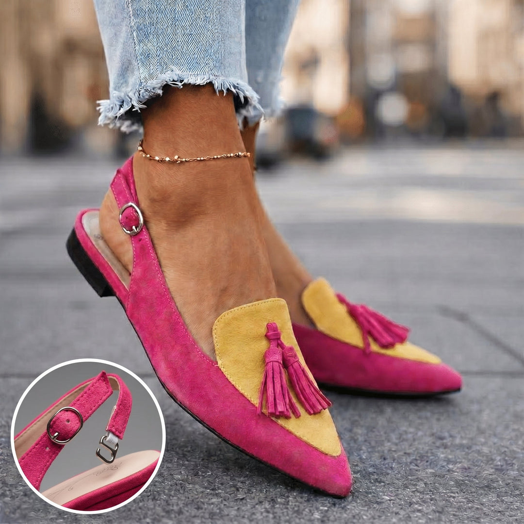 Margot - Sandali slingback con frange e tocco morbido