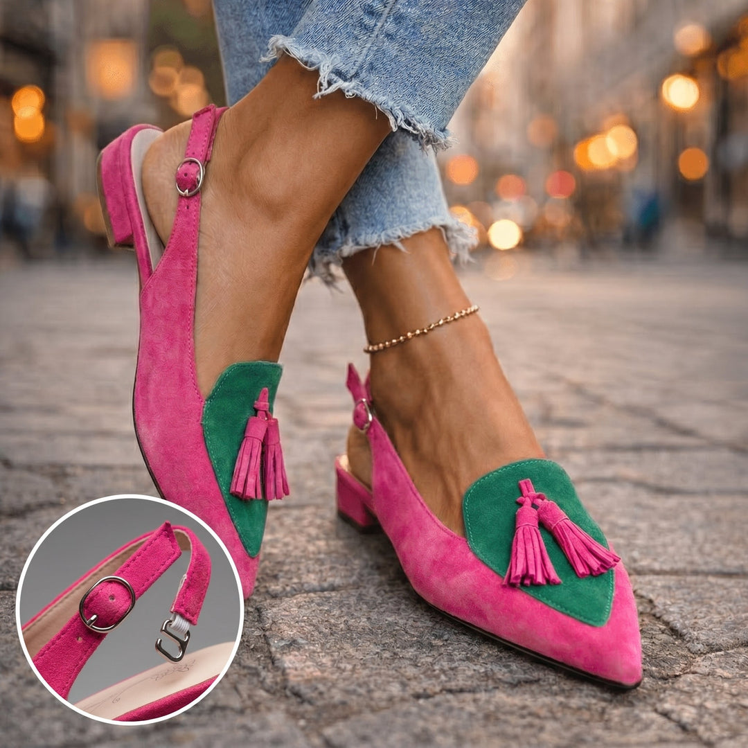 Margot - Sandali slingback con frange e tocco morbido