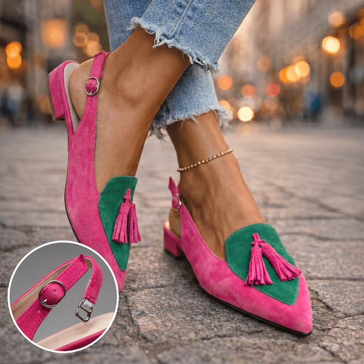 Margot - Sandali slingback con frange e tocco morbido