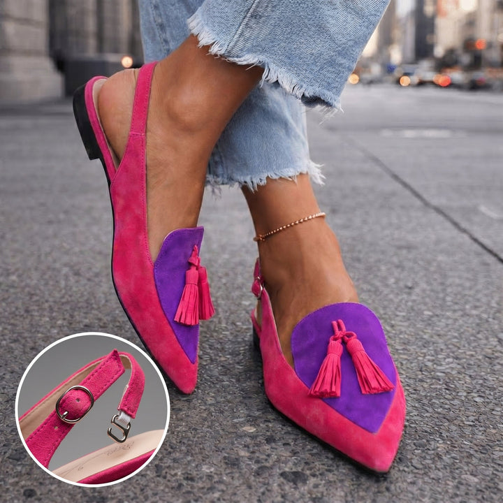 Margot - Sandali slingback con frange e tocco morbido