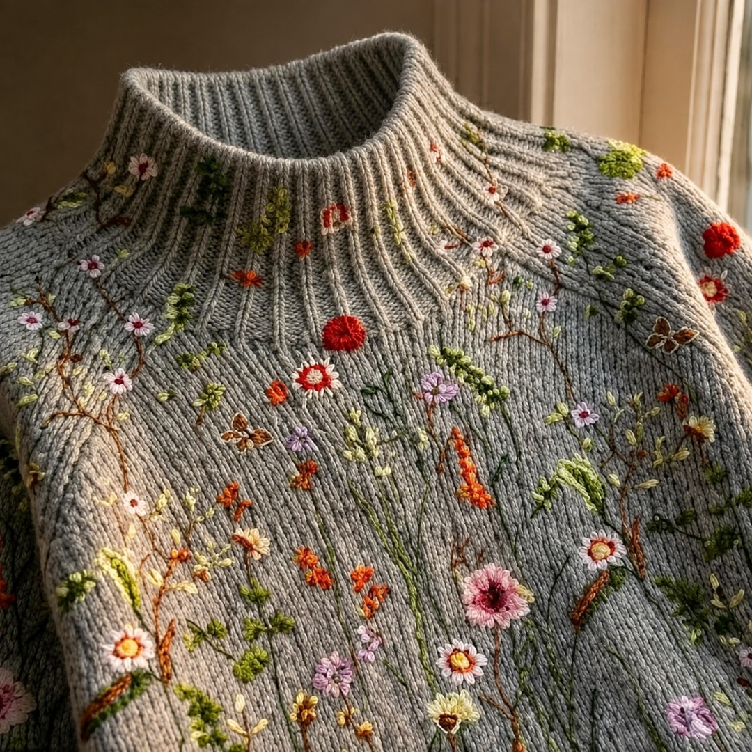 Adorelia - Pullover con lavorazione floreale dalla mano morbida