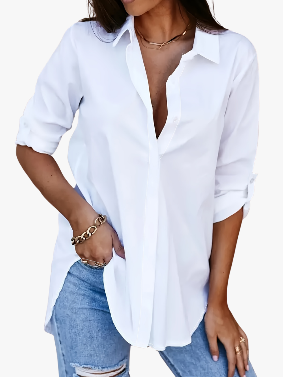 Saskia - Camicia effetto soft touch con collo a revers