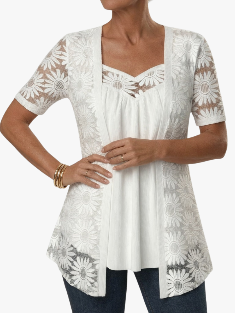 Lucette - Blusa elegante con dettagli in pizzo