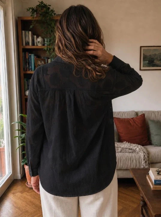Claribel - Camicia leggera a maniche lunghe con motivo floreale testurizzato