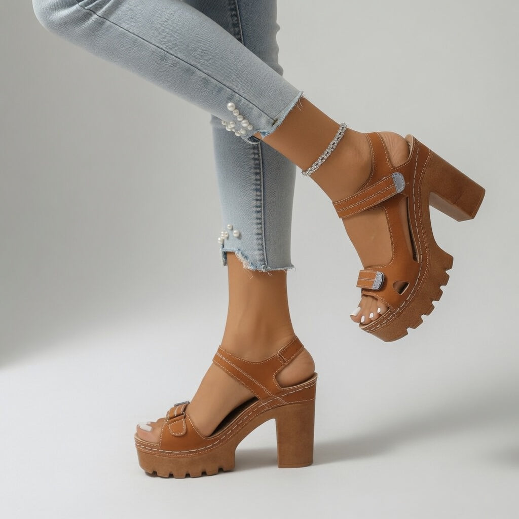 Roselyn - Sandalo con tacco a blocco scultoreo