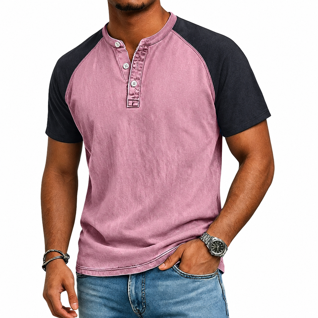 Edgehill - T-shirt Henley a lavaggio vintage