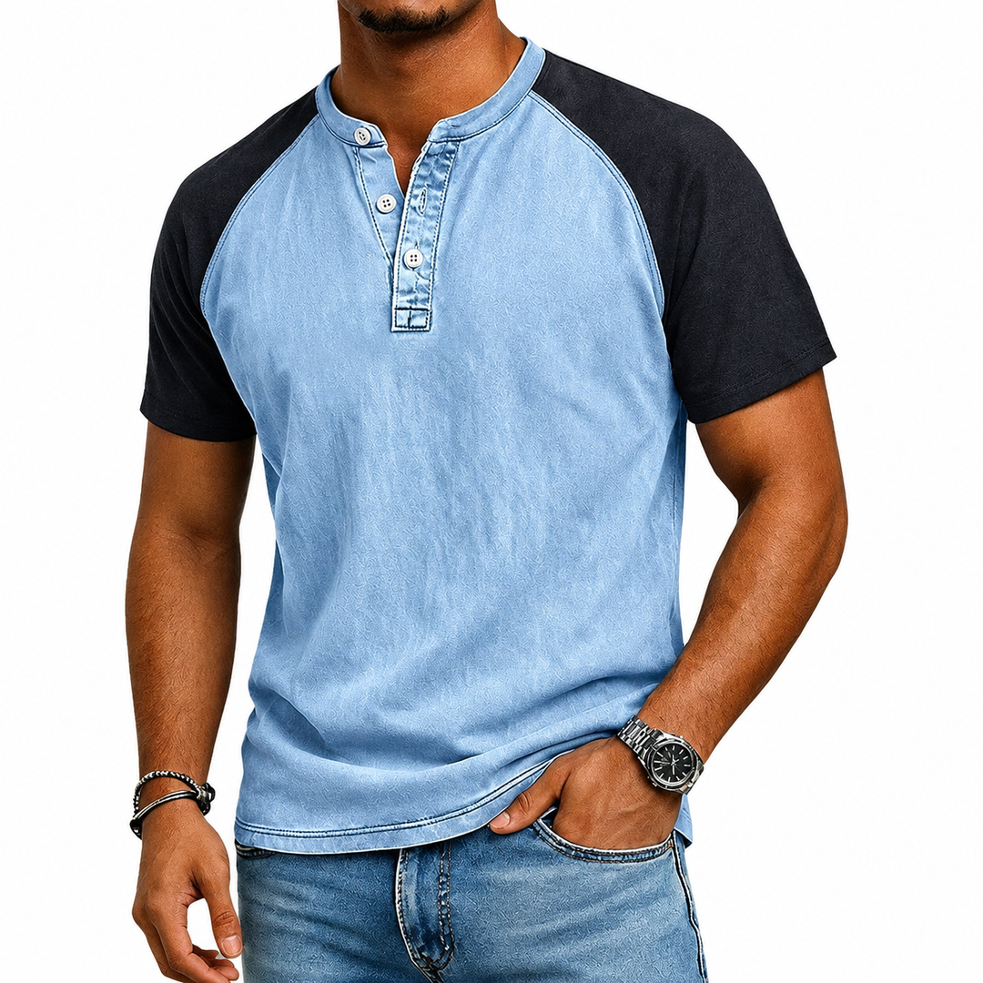 Edgehill - T-shirt Henley a lavaggio vintage