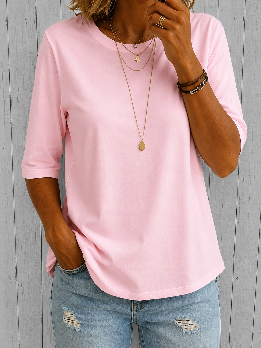 Bellavie - Blusa classica con scollo rotondo