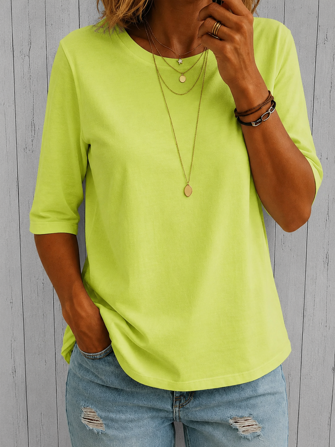 Bellavie - Blusa classica con scollo rotondo