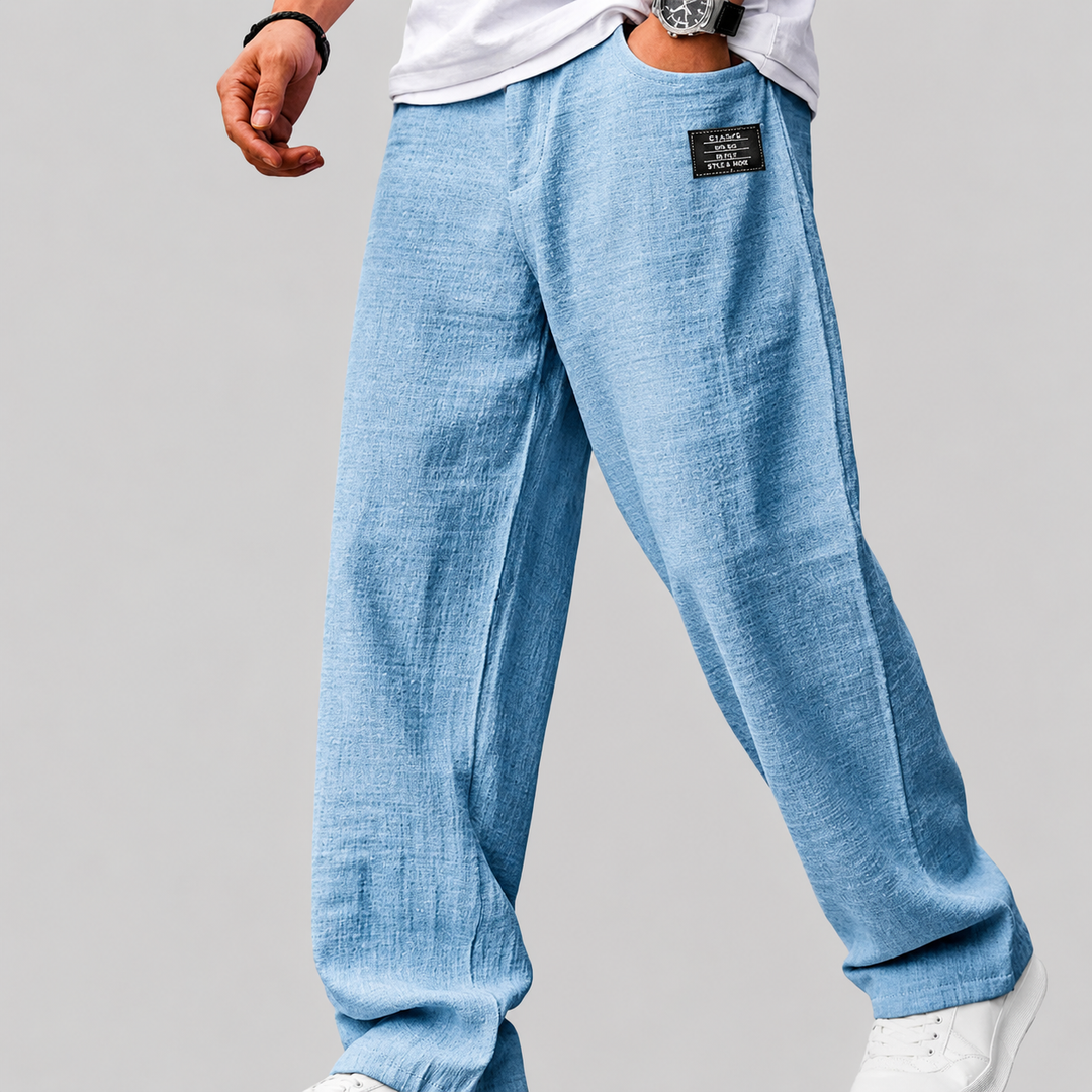 Ashwin - Pantaloni in lino a vestibilità rilassata