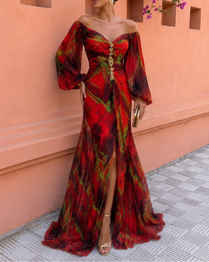 Avalora - Abito lungo floreale elegante