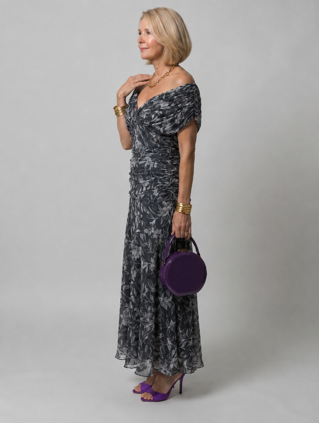 Galatea - Abito midi leggero con scollatura Bardot