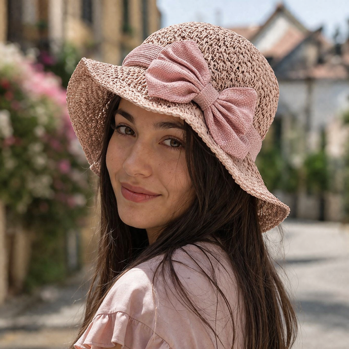 Coralie - Cappello a tesa larga artigianale con fiocco