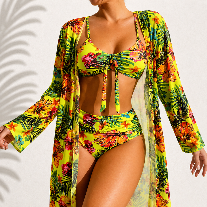 Brialise - Coordinato bikini a vita alta con kimono