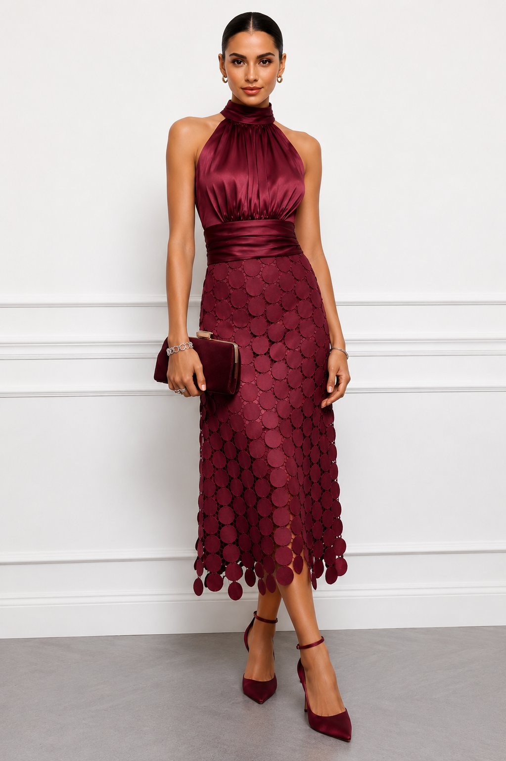 Amabel - Abito midi con scollo all'americana di lusso