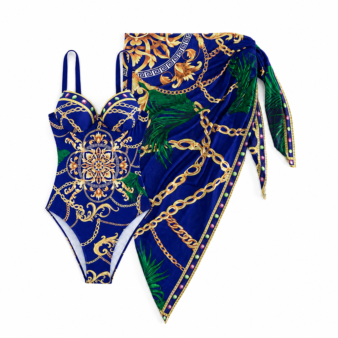 Diana - Set con costume da bagno intero push-up e copricostume coordinato