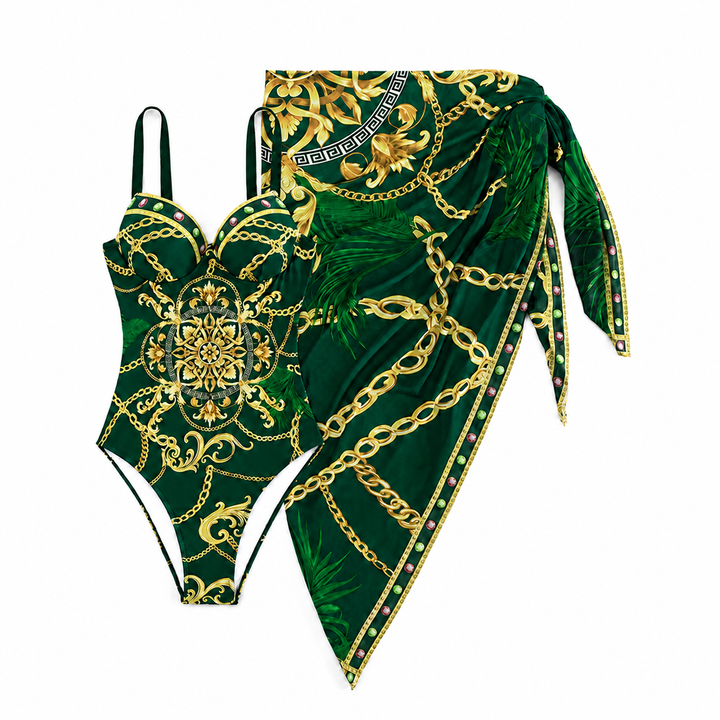 Diana - Set con costume da bagno intero push-up e copricostume coordinato