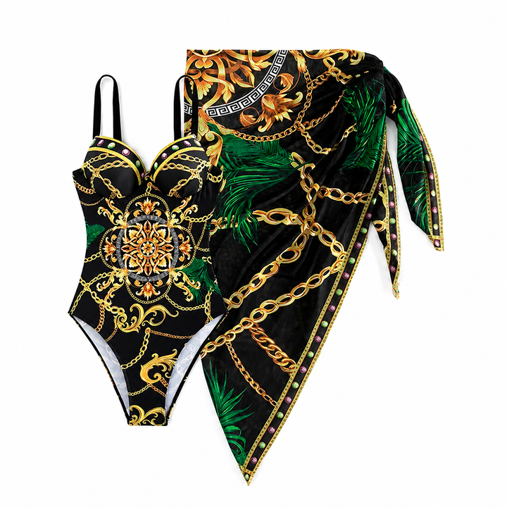 Diana - Set con costume da bagno intero push-up e copricostume coordinato